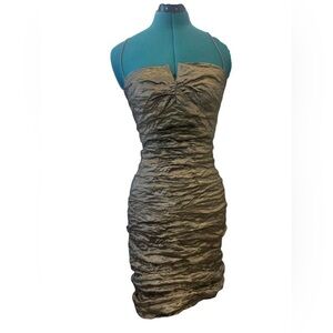 Nicole Miller Olive Green Ruched Dress, sz. 8